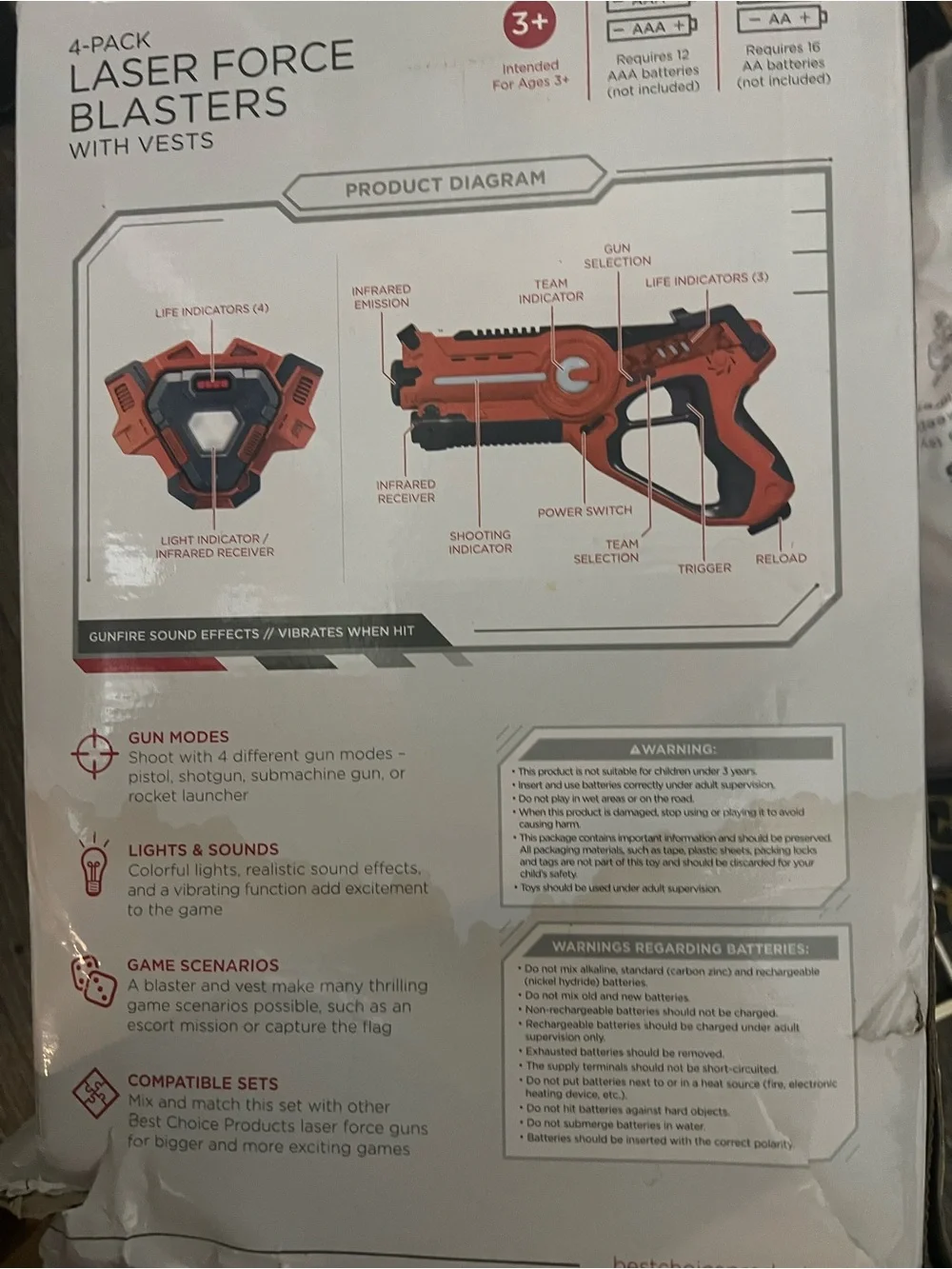 Blue Laser Tag Pistol and Chest Sensor Set - Blue